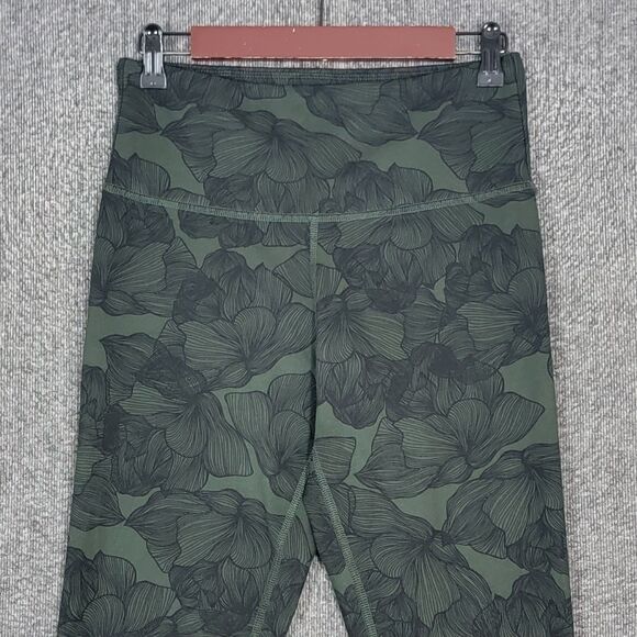 Balance Collection Leggings Womens Large Green Black Floral Watercolor BLL1126T - Picture 2 of 11